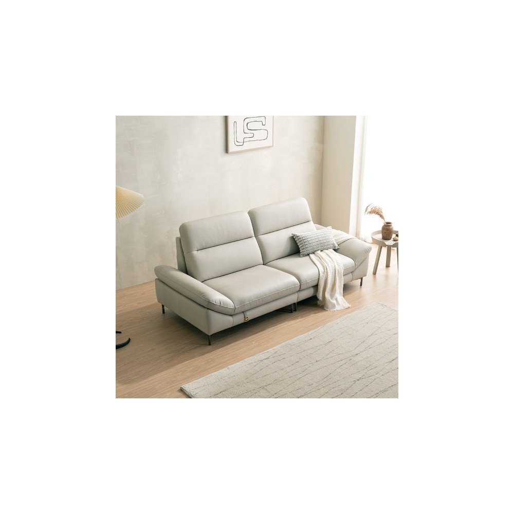 다우닝 오브 3인 전체 내추럴 가죽 소파 (색상:베이지)