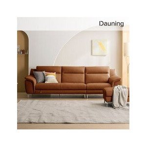 다우닝 몬트 3.5인 전체 천연가죽 소파+스툴 (색상:그레이)