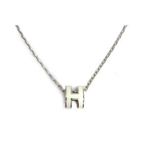 [에르메스] H147992F P49 미니 팝아슈 팬던트 팔라듐 하드웨어 블랑 목걸이