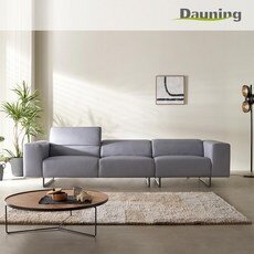 다우닝 오브 4인 전체 내추럴 가죽 소파 (색상:그레이)